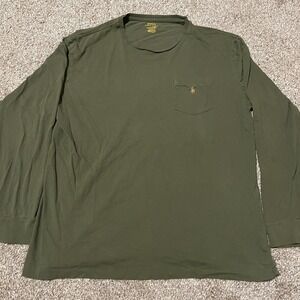 Polo Ralph Lauren Mens Large Olive Green Long Sleeve Pocket T-Shirt Classic Fit